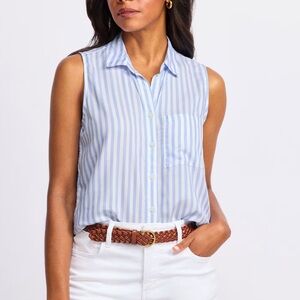 Beach Lunch Lounge Womens Collared Sleeveless Kelly Blouse Top, Size Medium